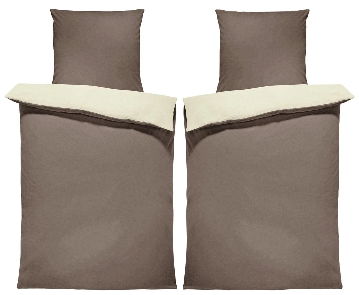One Home Bettwäsche Doubleface Unifarben Beige Fleece 4-teilig - Bild 2