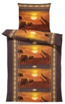 One Home Bettwäsche Afrika Mikrofaser 4-teilig Safari Elefanten Giraffen Bild 2