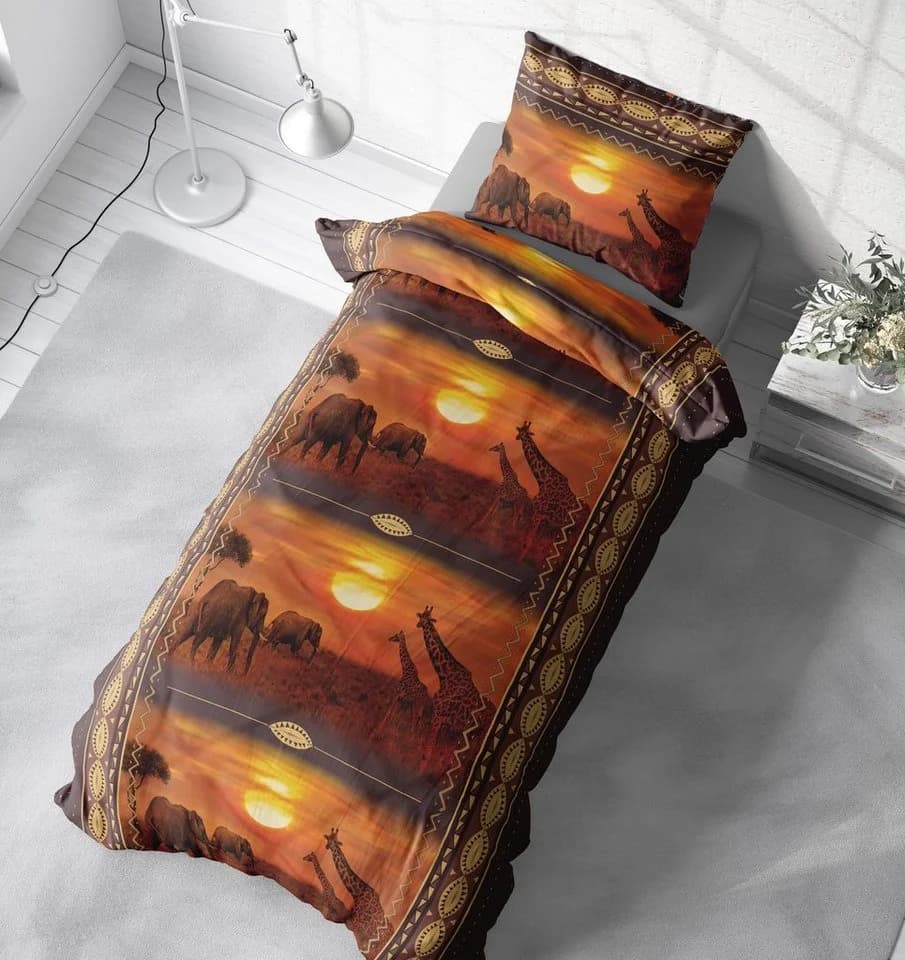 One Home Bettwäsche Afrika Mikrofaser 4-teilig Safari Elefanten Giraffen - Bild 4