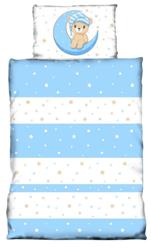 One Home Babybettwäsche Teddy Bären Blau Mikrofaser 2-teilig - Bild 2