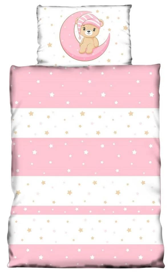 One Home Babybettwäsche Teddy Bären Rosa 2-teilig Mikrofaser - Bild 2