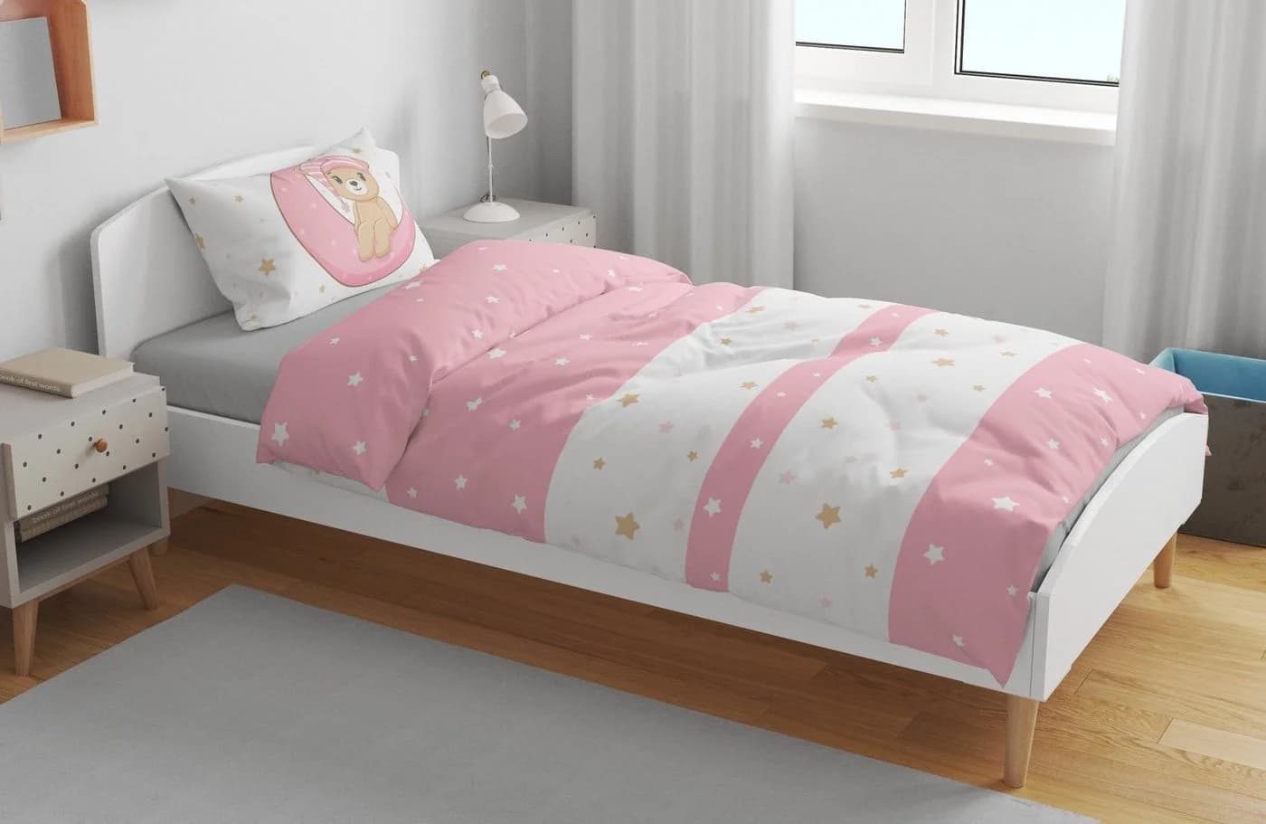 One Home Babybettwäsche Teddy Bären Rosa 2-teilig Mikrofaser - Bild 3