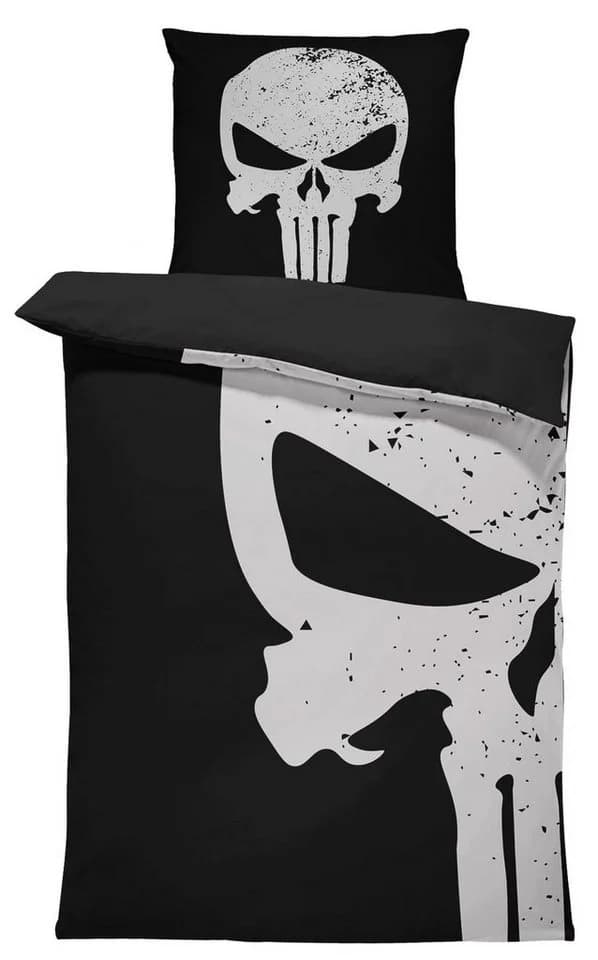 One Home Bettwäsche Skull Mikrofaser 2-teilig Totenkopf Schwarz-Weiß - Bild 2