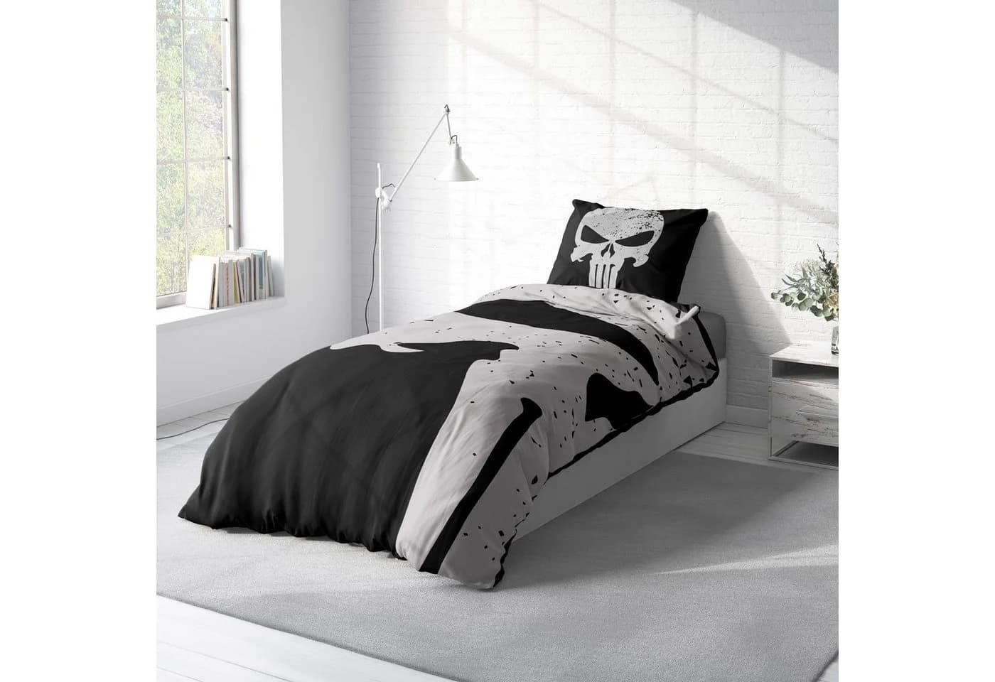 One Home Bettwäsche Skull Mikrofaser 2-teilig Totenkopf Schwarz-Weiß - Bild 3