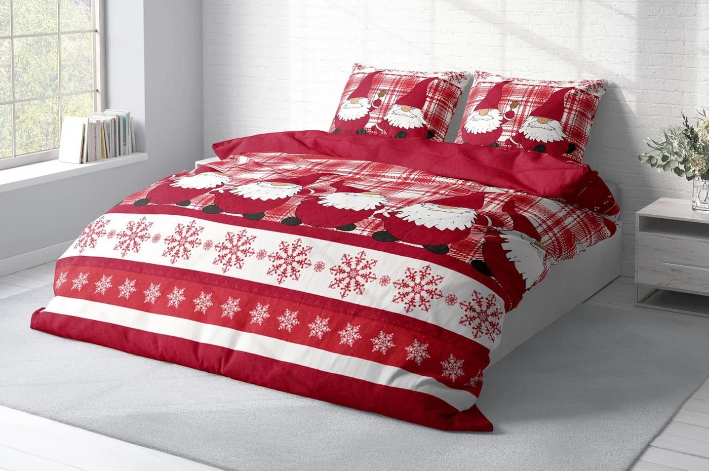 One Home Winterbettwäsche Thermofleece 3-teilig Wichtel Rot - Bild 3