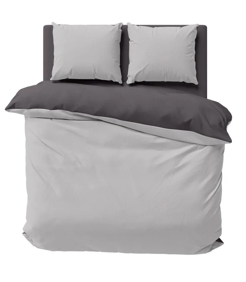 One Home Wendebettwäsche Doubleface Mikrofaser 3-teilig grau - Bild 2