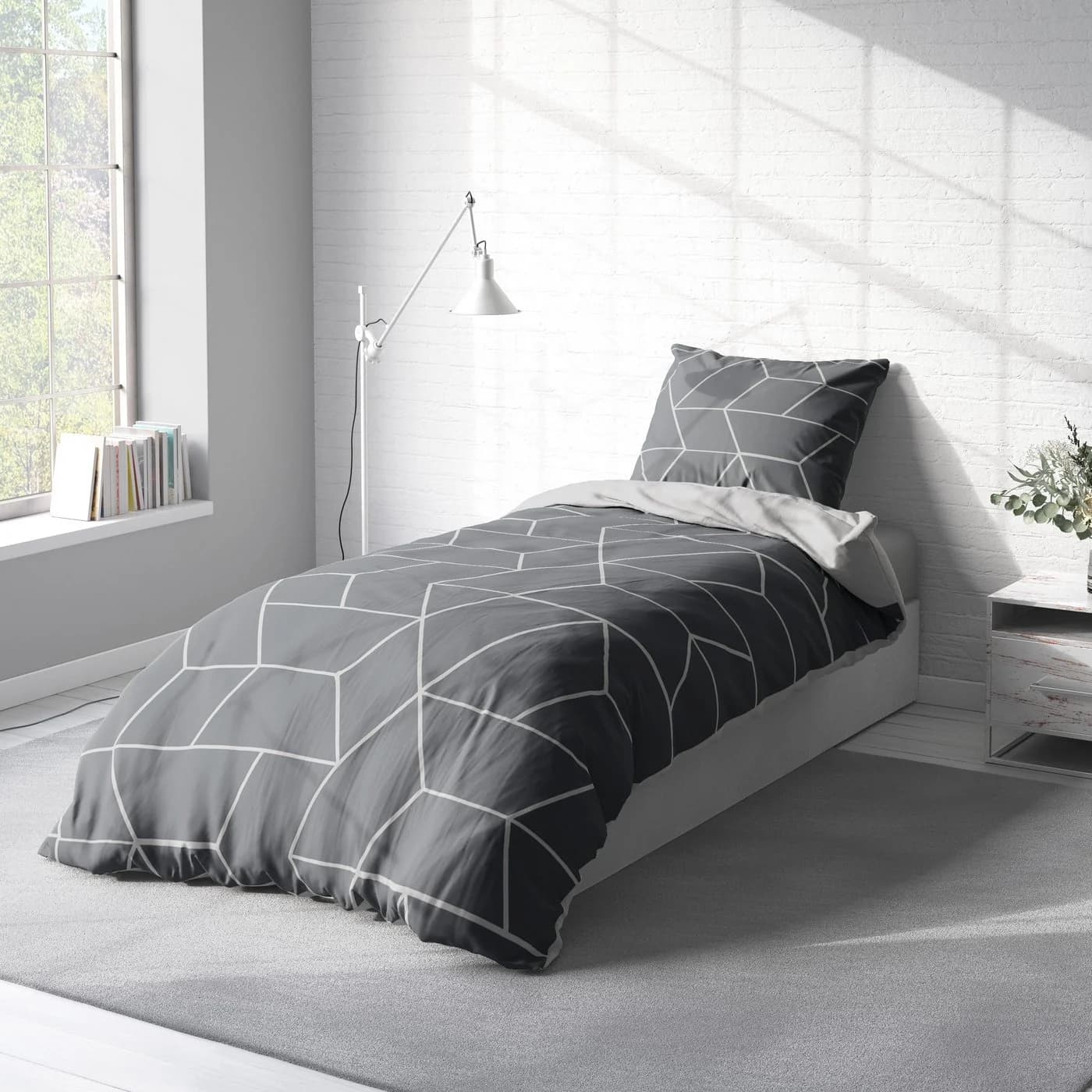 One Home Bettwäsche Jack Grau Microfaser 4-teilig Geometrisch - Bild 3