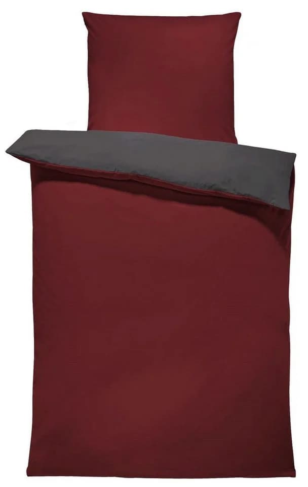 One Home Bettwäsche Doubleface Mikrofaser 2-teilig Uni Wende Rot - Bild 2
