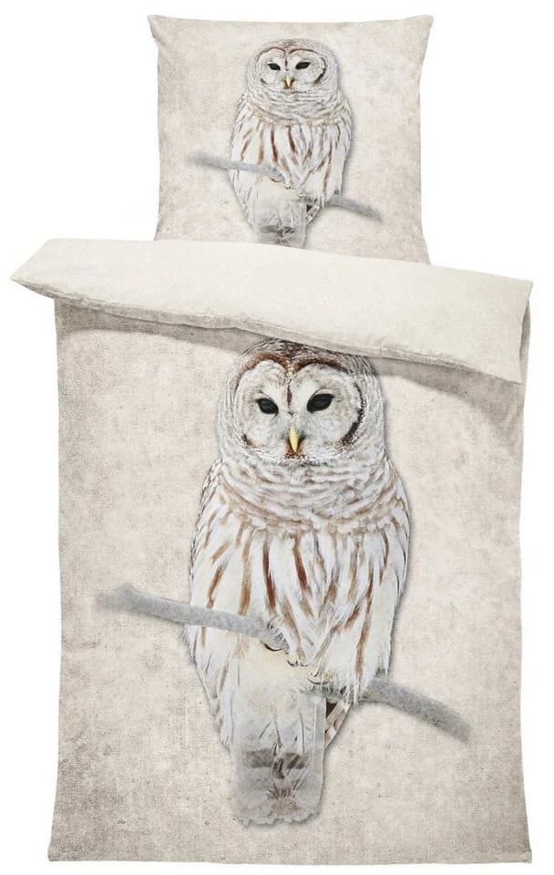 One Home Bettwäsche Dolia Fleece 2-teilig Eule Natur Beige - Bild 2