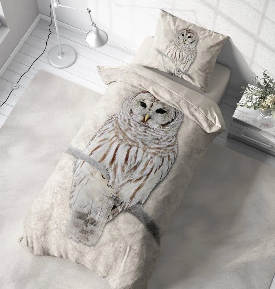 One Home Bettwäsche Dolia Fleece 2-teilig Eule Natur Beige - Bild 4
