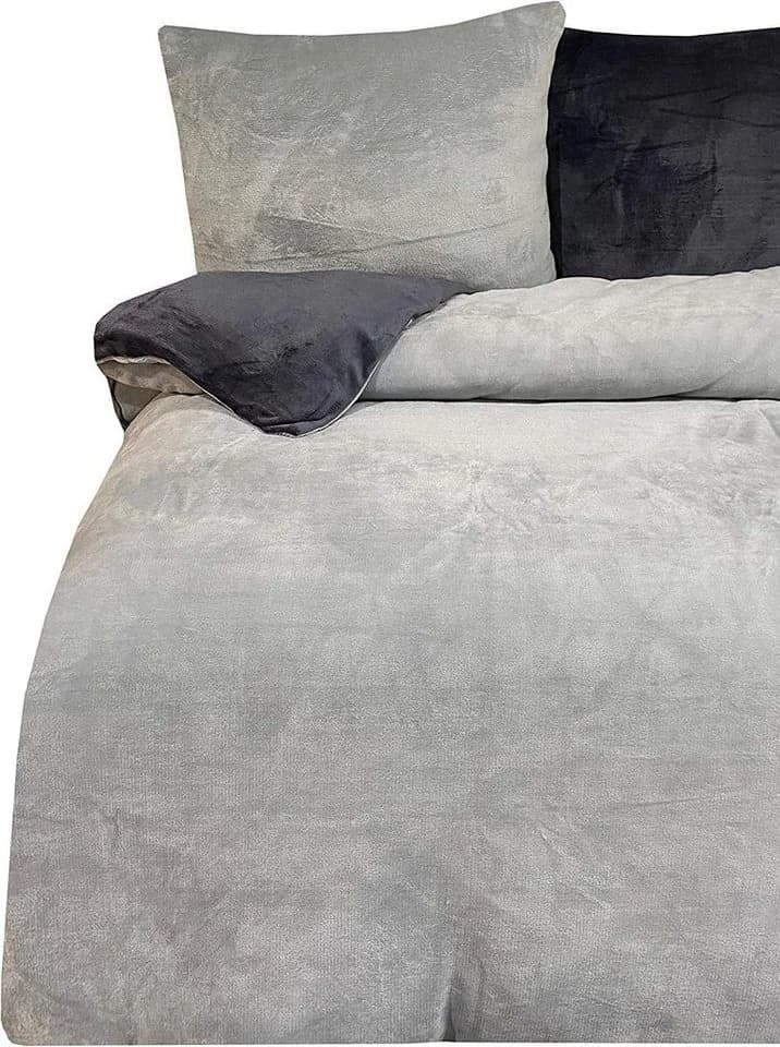 One Home Bettwäsche Winter Cashmere Touch 3-teilig Grau Teddy Plüsch - Bild 2