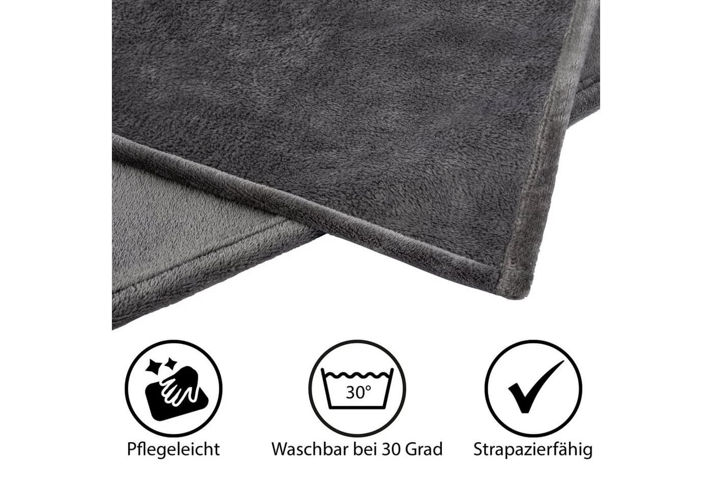 One Home Wohndecke Winter Cashmere Touch Anthrazit Kuscheldecke - Bild 5