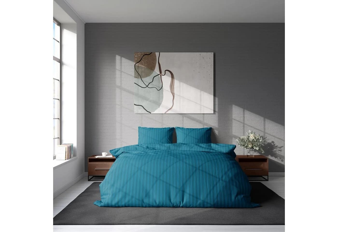 One Home Bettwäsche 3-teilig Mikrofaser Streifen Doppelbett
