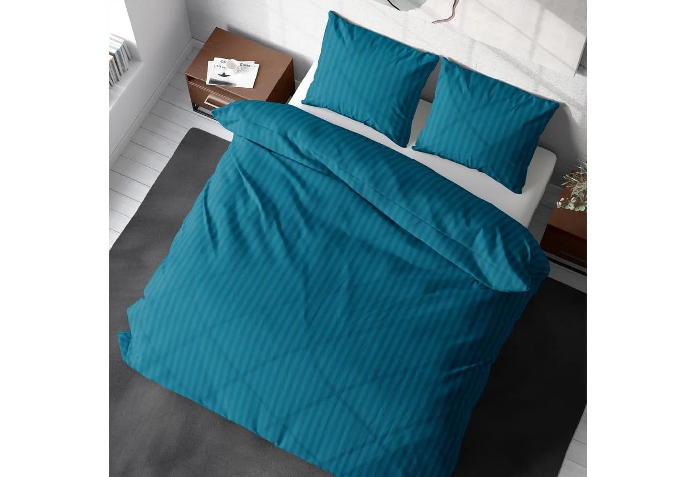 One Home Bettwäsche 3-teilig Mikrofaser Streifen Doppelbett - Bild 4