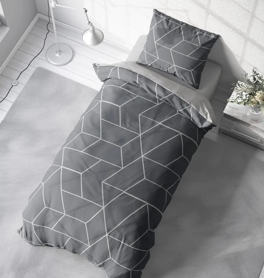 One Home Bettwäsche Mikrofaser Grau Geometrisch Modern 2-teilig - Bild 3