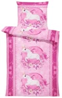 One Home Kinderbettwäsche Unicorn Mikrofaser 2-teilig mit Einhorn und Blumenranke Bild 2