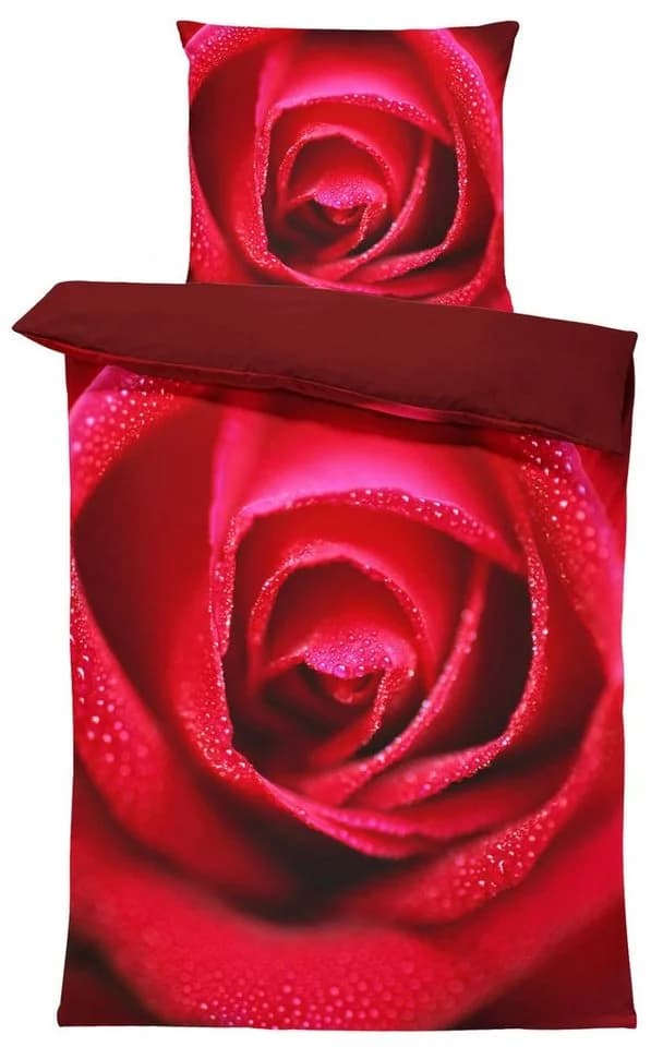 One Home Bettwäsche Rose amour Mikrofaser 2-teilig Rote Rosen Bordeaux - Bild 2