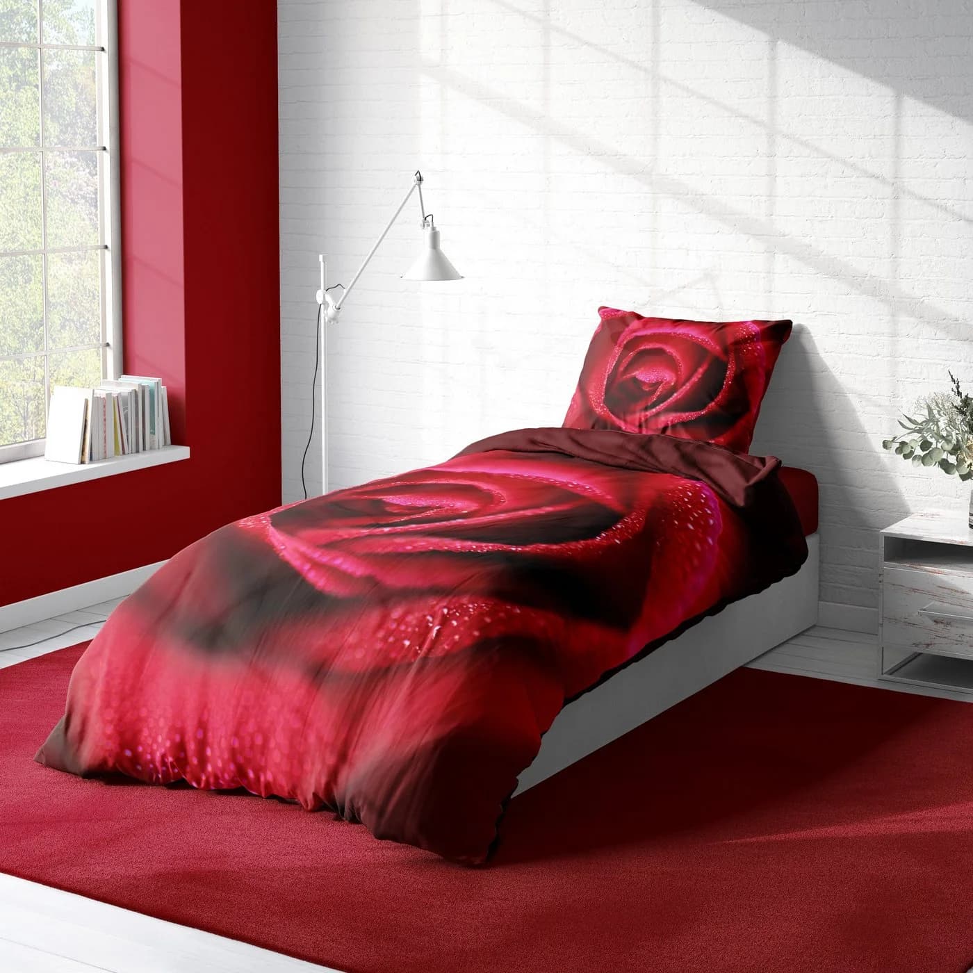 One Home Bettwäsche Rose amour Mikrofaser 2-teilig Rote Rosen Bordeaux - Bild 3