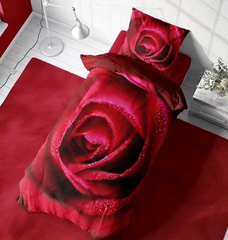 One Home Bettwäsche Rose amour Mikrofaser 2-teilig Rote Rosen Bordeaux - Bild 4
