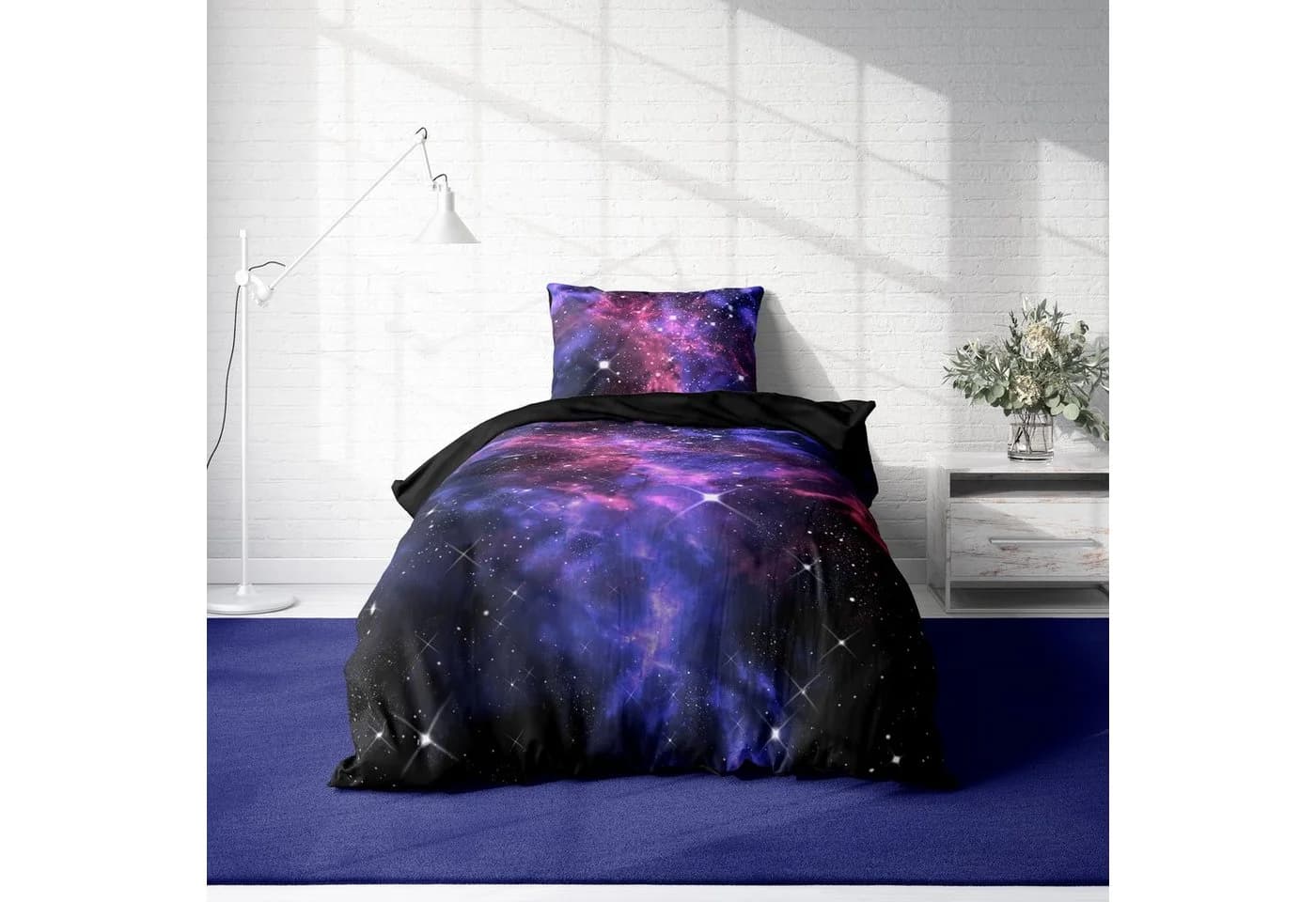One Home Bettwäsche Weltall Mikrofaser 4-teilig Galaxie Sterne