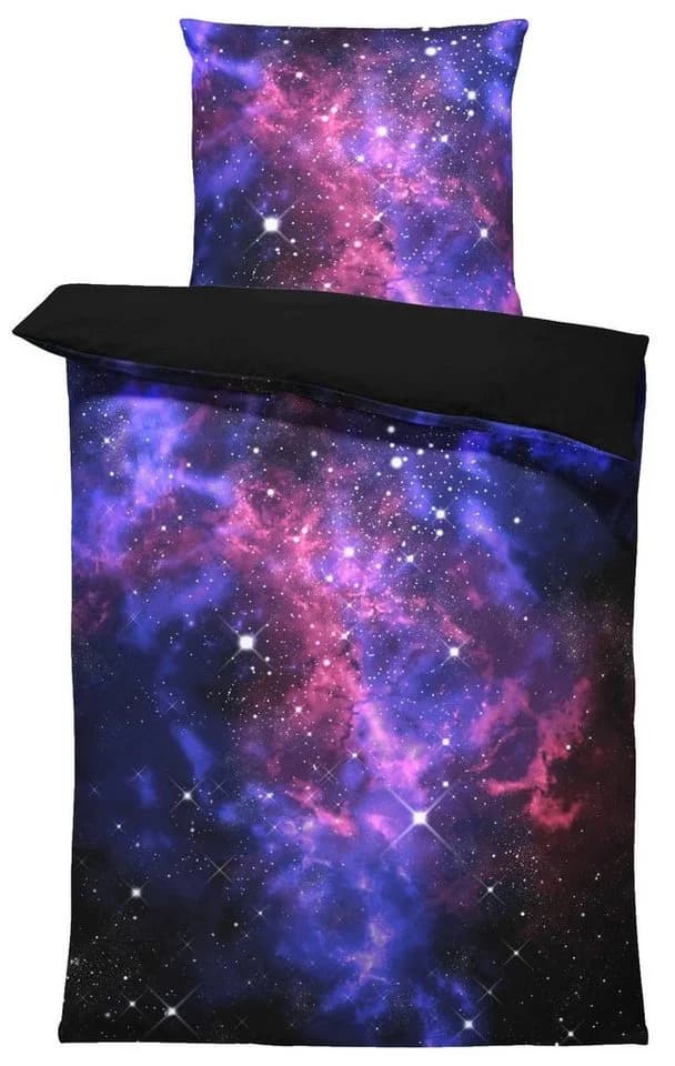 One Home Bettwäsche Weltall Mikrofaser 4-teilig Galaxie Sterne - Bild 2