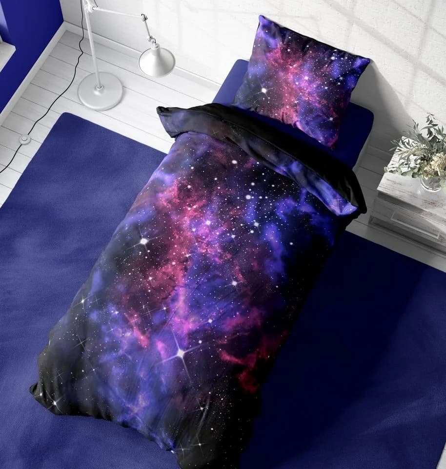 One Home Bettwäsche Weltall Mikrofaser 4-teilig Galaxie Sterne - Bild 4