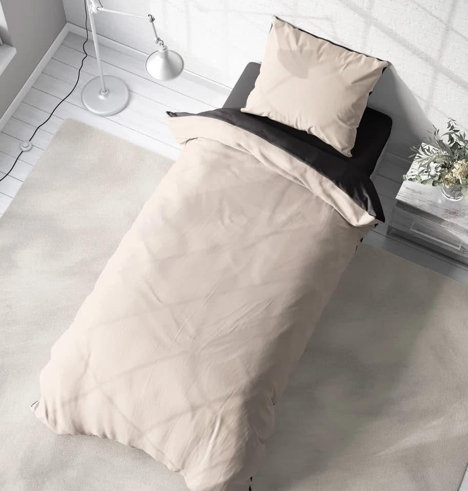One Home Wendebettwäsche Doubleface Mikrofaser 4-teilig Beige/Grau - Bild 4