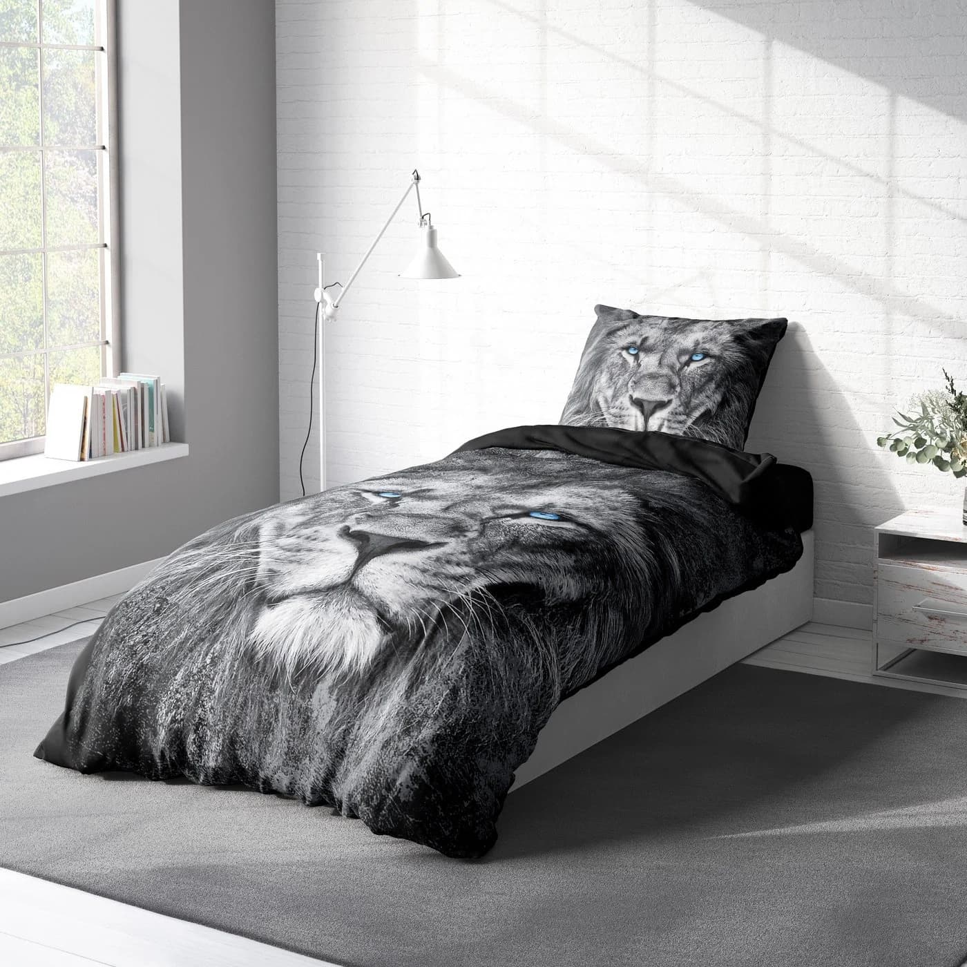 One Home Bettwäsche Graubart 4-teilig Löwen Motiv Mikrofaser - Bild 3