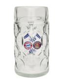 FC Bayern München Maßkrug 1l Glas-Set mit Paulaner Logo Bild 1