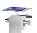 Intirilife Toilettenpapierhalter Silber Edelstahl mit Ablage zum Bohren Bild 1