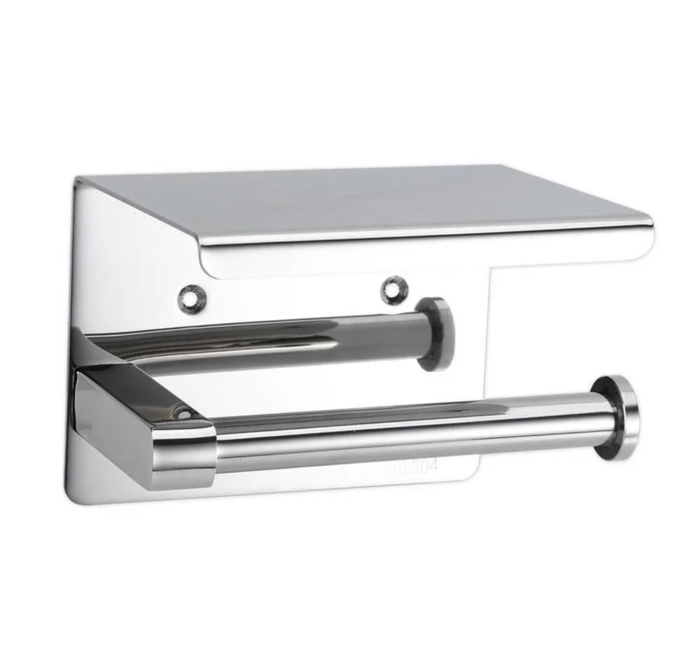 Intirilife Toilettenpapierhalter Silber Edelstahl mit Ablage zum Bohren - Bild 2