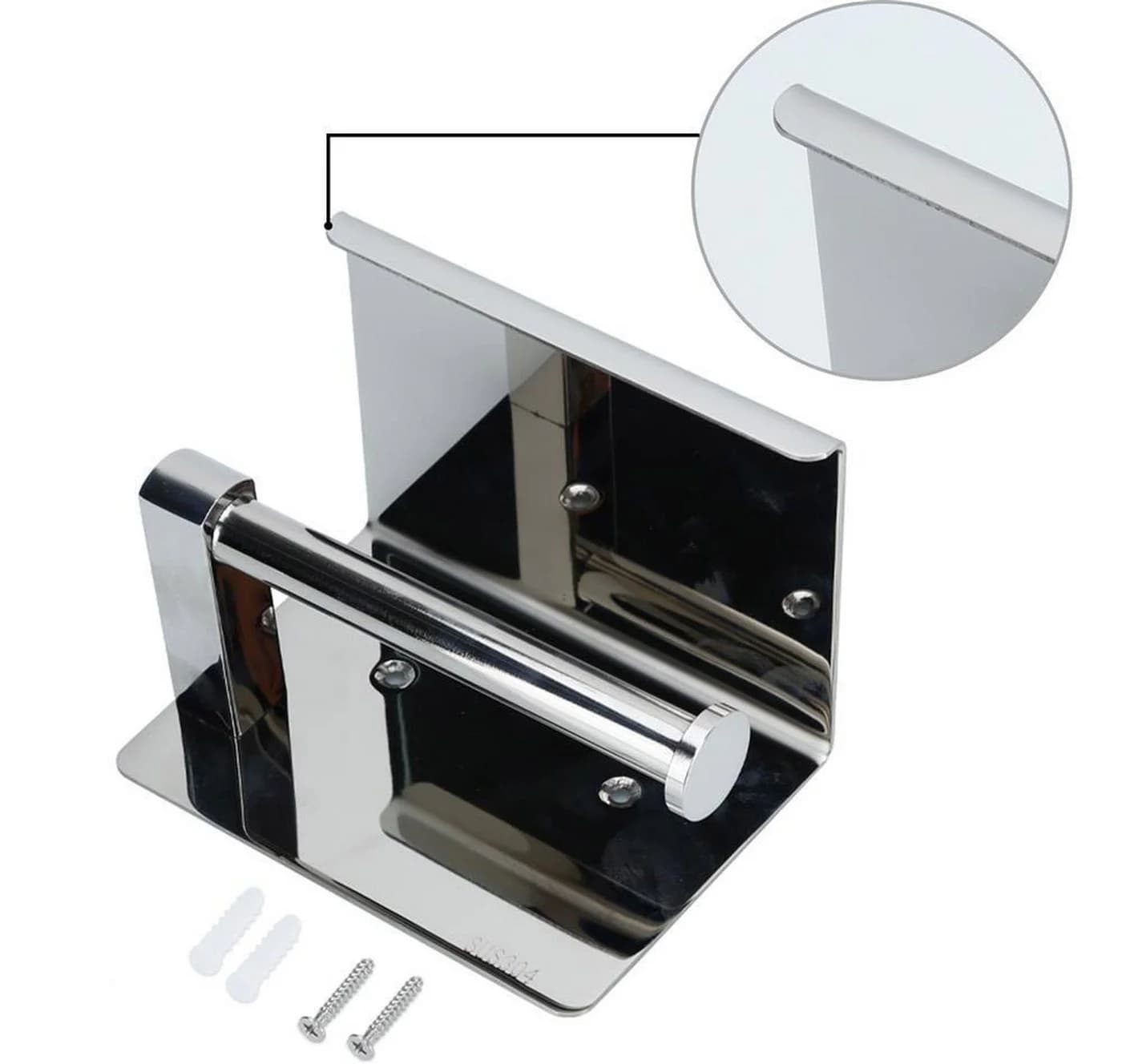 Intirilife Toilettenpapierhalter Silber Edelstahl mit Ablage zum Bohren - Bild 3