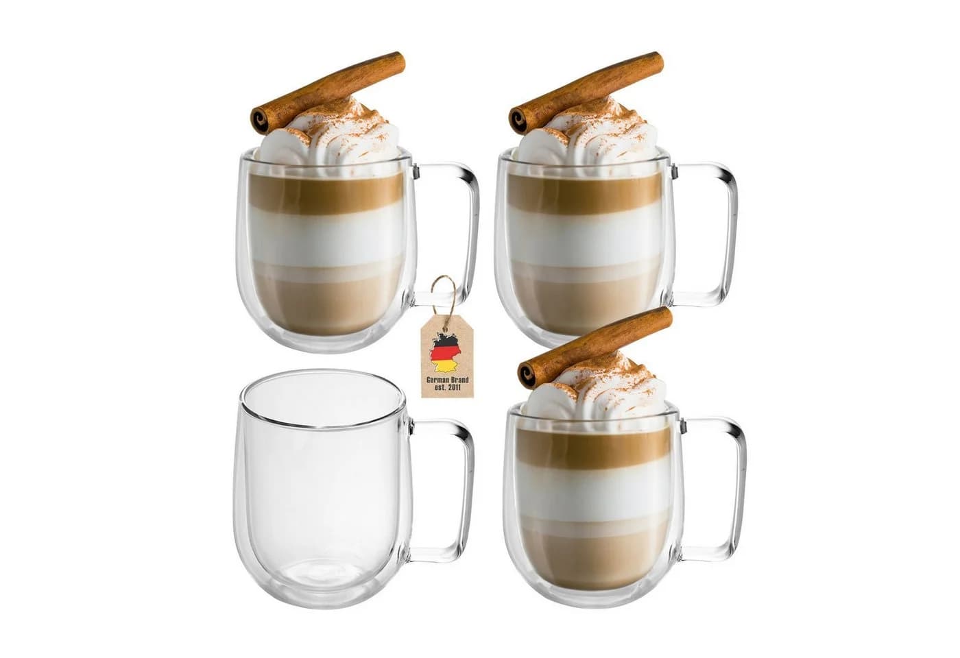 Intirilife Thermoglas Set 4-tlg. Doppelwandig Glas mit Henkel - Bild 2
