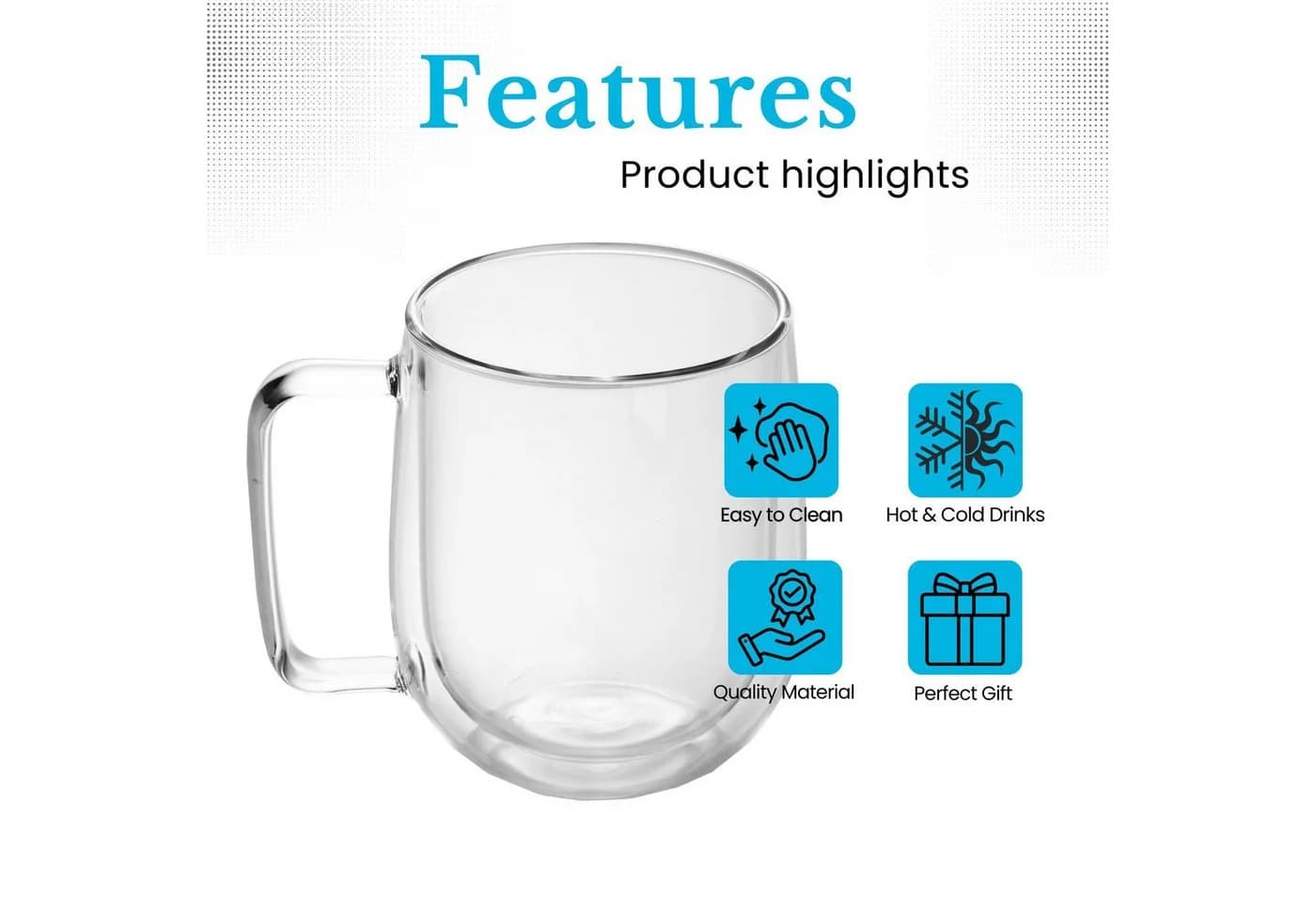 Intirilife Thermoglas Set 4-tlg. Doppelwandig Glas mit Henkel - Bild 3