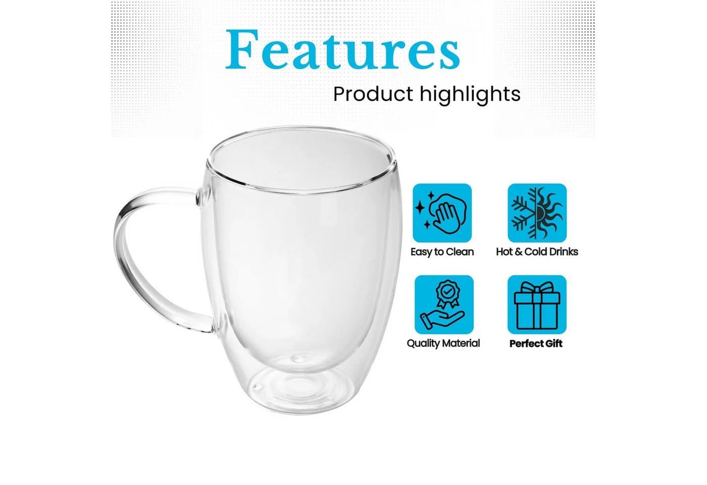 Intirilife Thermoglas Set 4-tlg. Doppelwandig Glas mit Henkel - Bild 3
