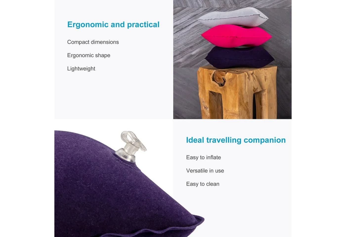 Intirilife Reisekissen Aufblasbar Schwarz Ergonomisch - Bild 3