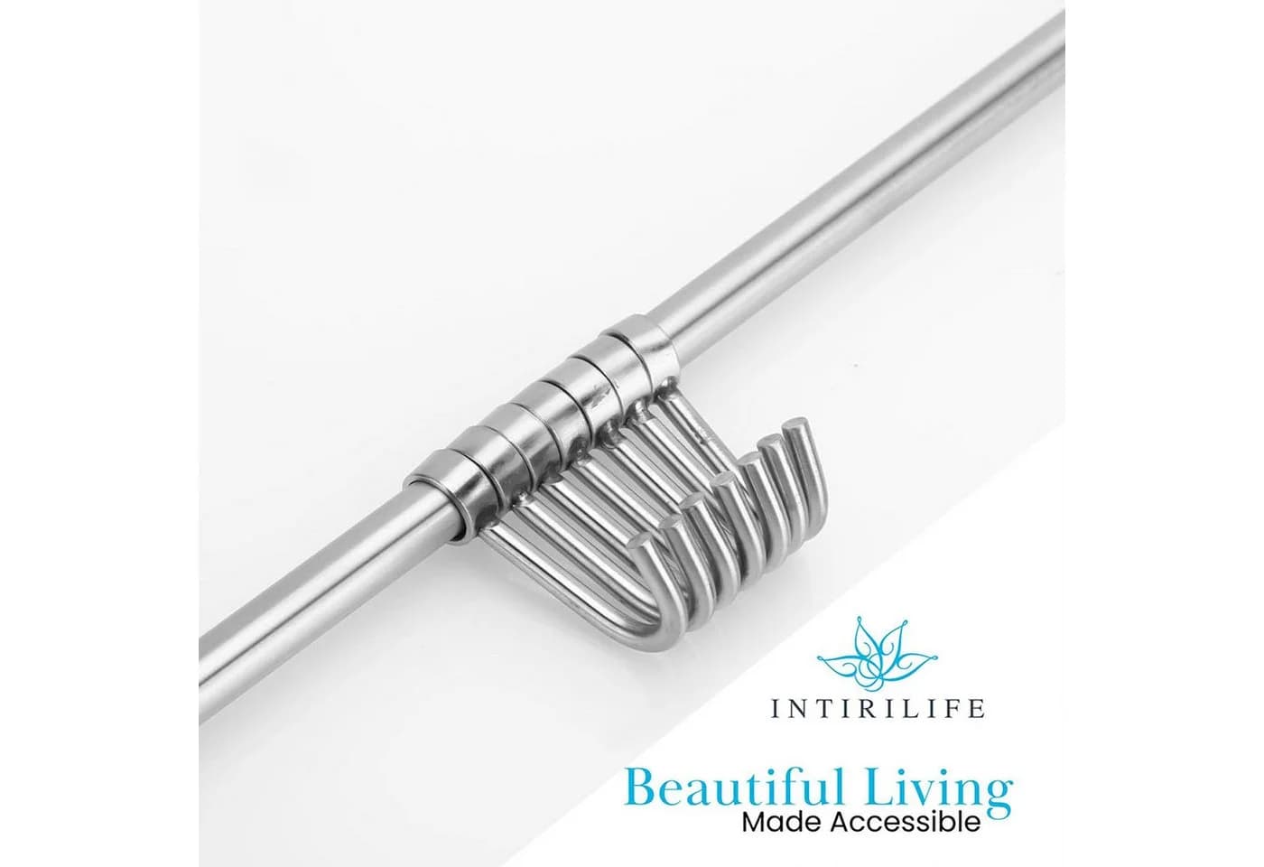 Intirilife Hakenleiste Edelstahl Silber 7 Haken