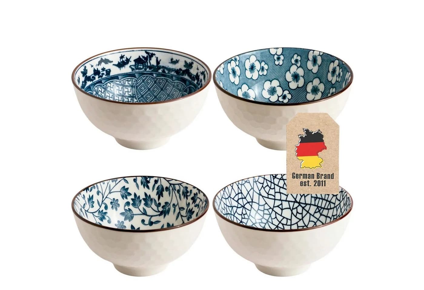 Intirilife Schale 4-tlg. Japanisches Porzellan Geschirrset Blau-Weiß - Bild 2