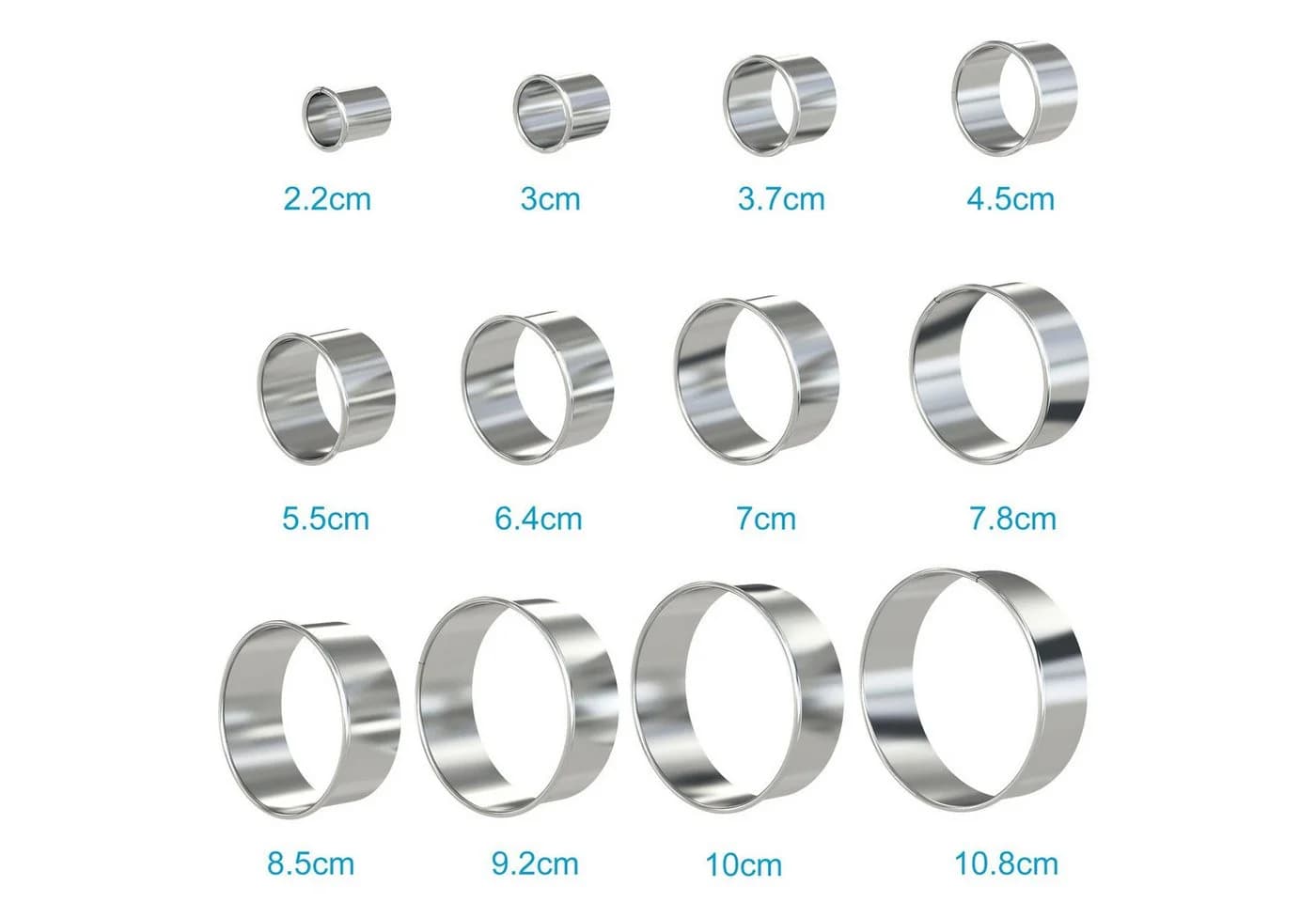 Intirilife 12-teiliges Ausstechformen-Set Edelstahl Rund Silber