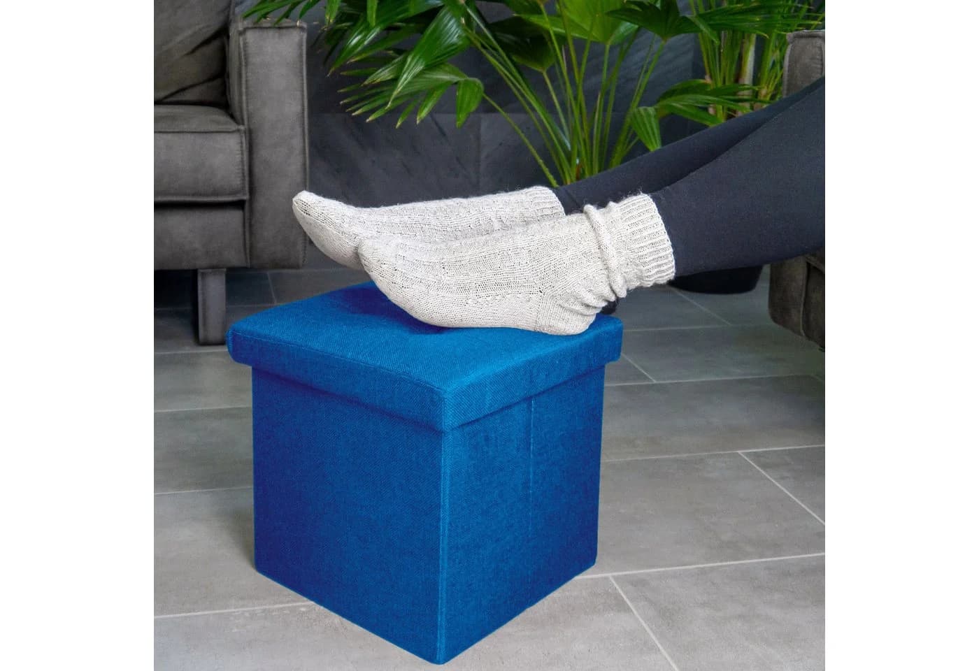 Intirilife Sitzhocker mit Stauraum Ozean Blau - Bild 4