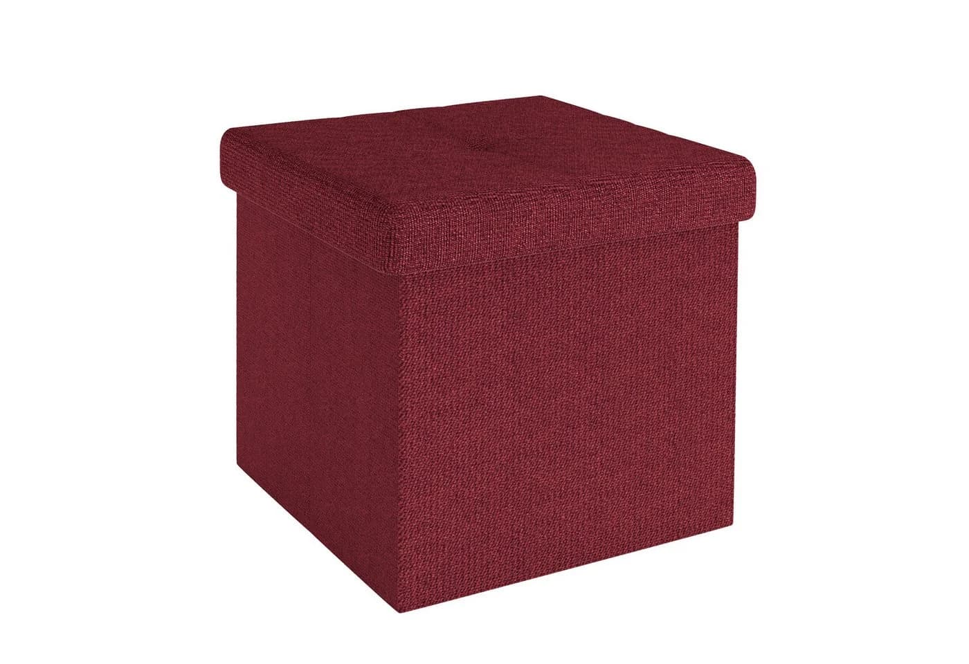 Intirilife Sitzhocker mit Stauraum 30x30x30 cm Granat Rot - Bild 2