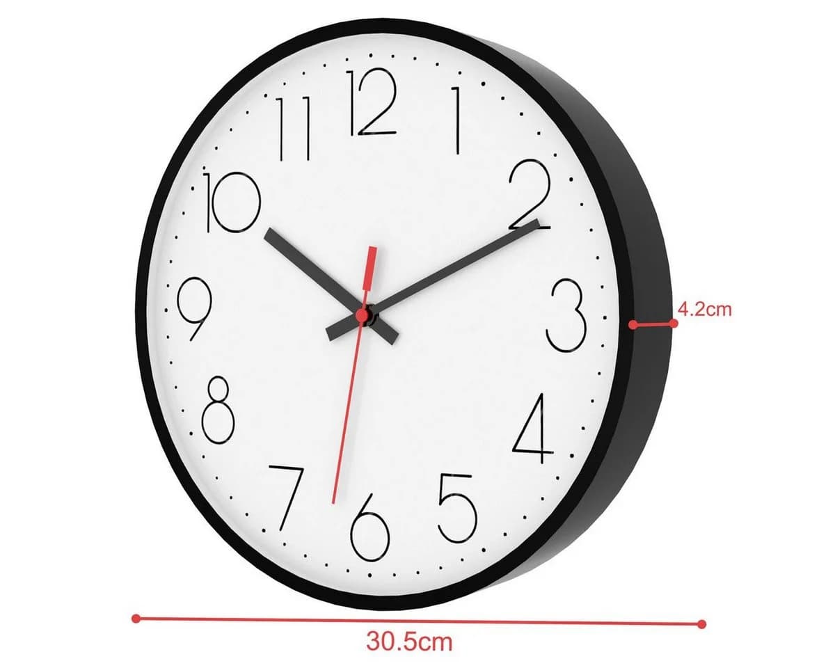 Intirilife Wanduhr Schwarz-Weiß Lautlos Quarzuhr - Bild 3