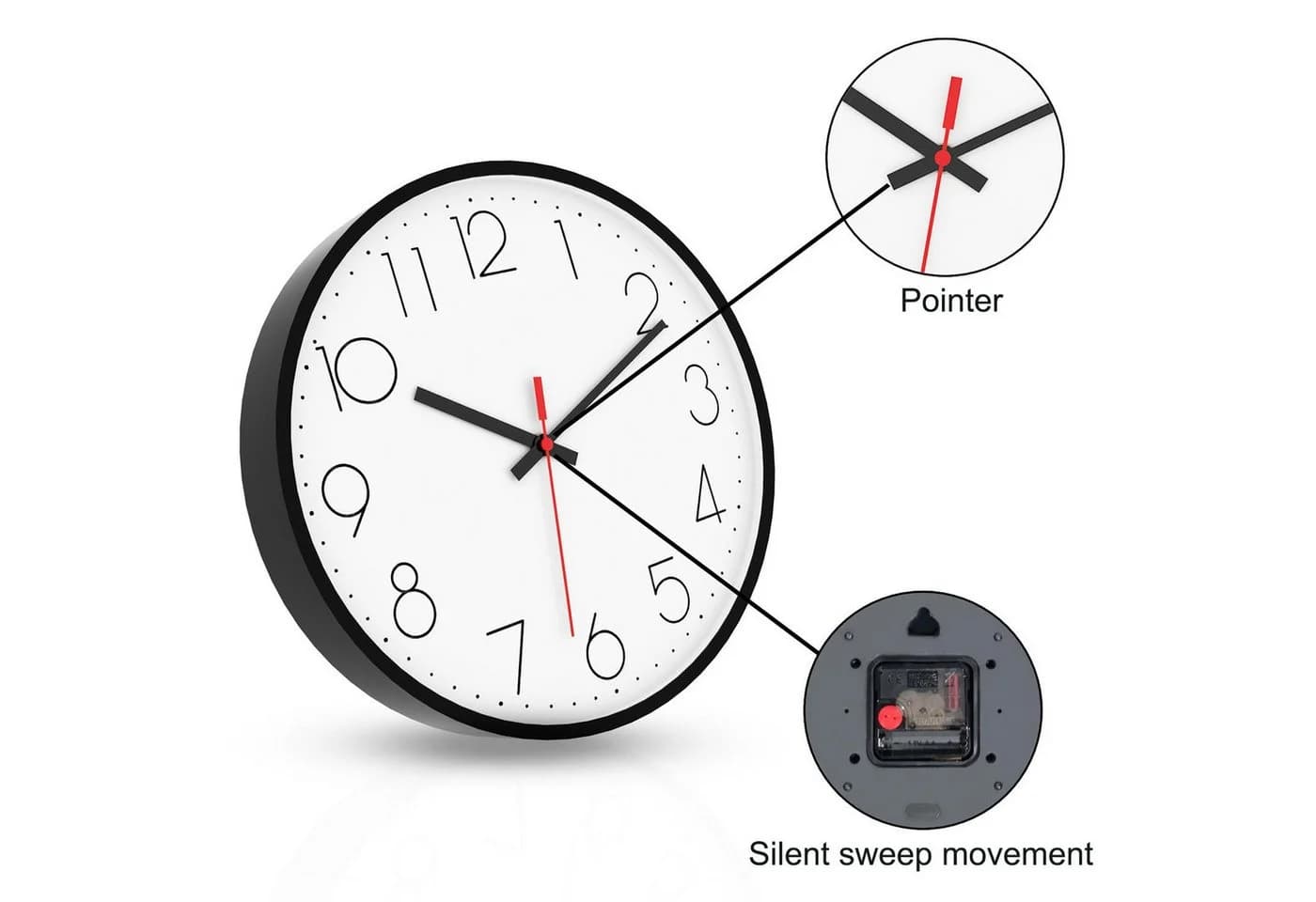 Intirilife Wanduhr Schwarz-Weiß Lautlos Quarzuhr - Bild 4