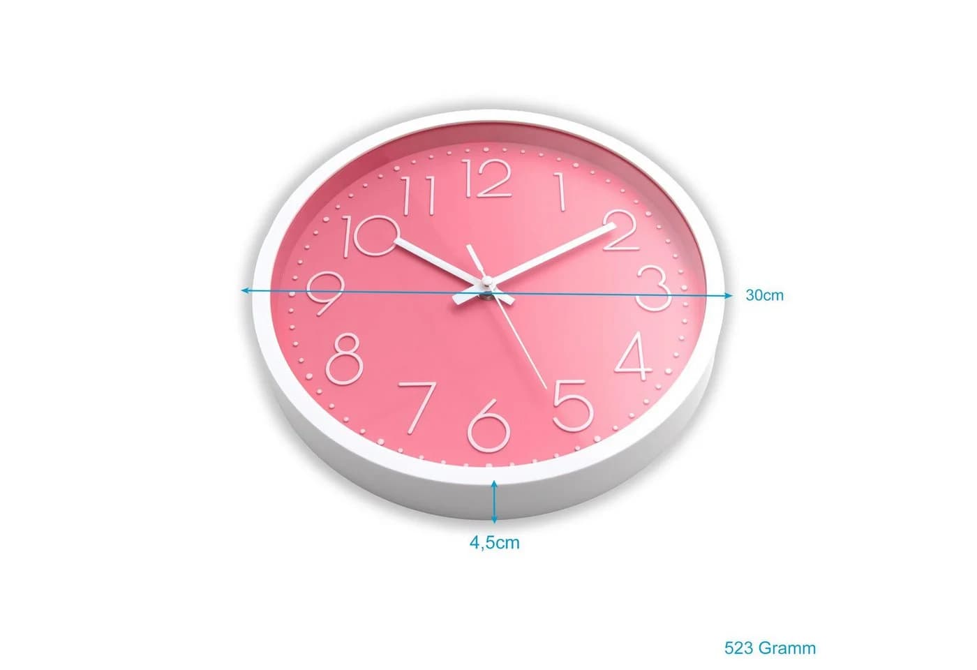 Intirilife Wanduhr Lautlos Weiß/Rosa Modernes Quarzwerk - Bild 1