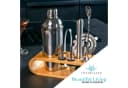 Intirilife Cocktail Shaker Set 12-tlg. Edelstahl mit Bambus-Ständer Silber Bild 1