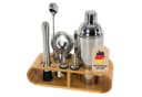 Intirilife Cocktail Shaker Set 12-tlg. Edelstahl mit Bambus-Ständer Silber Bild 2