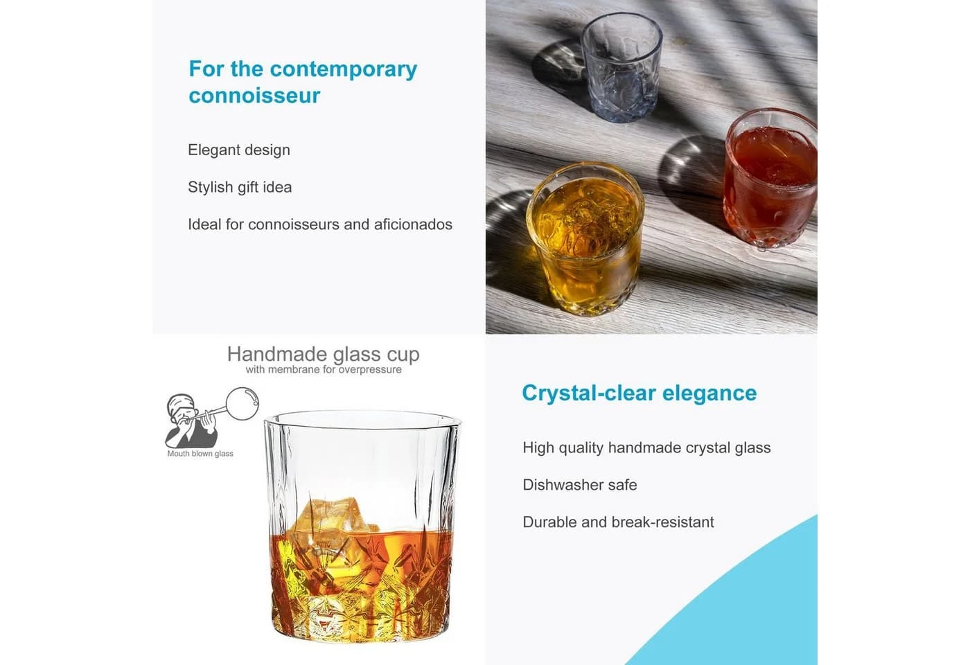 Intirilife Kristallglas-Set 6-tlg. 200ml Whiskey Gläser - Bild 5
