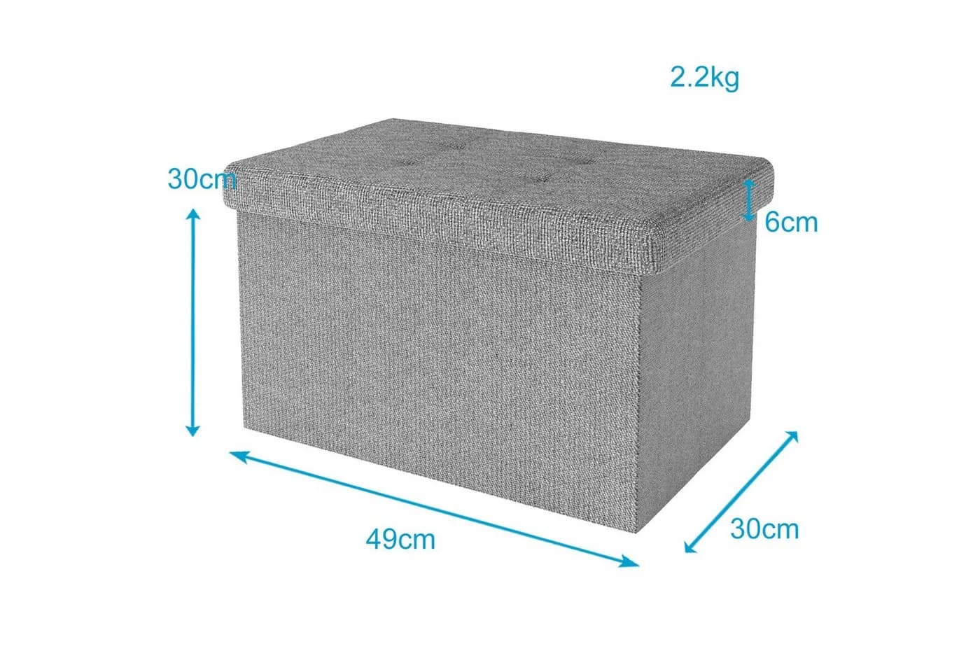 Intirilife Sitzhocker mit Stauraum Grau Stoff