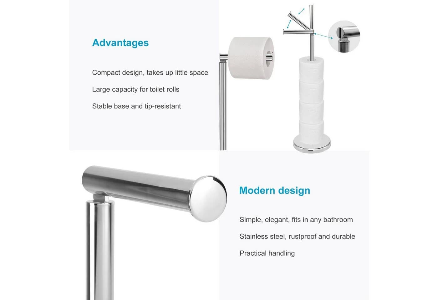 Intirilife Toilettenpapierhalter Freistehend Silber - Bild 3