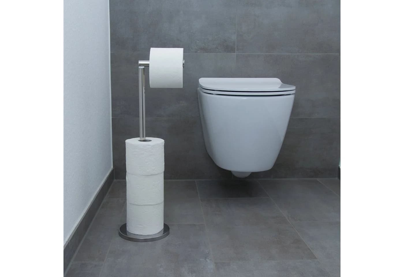 Intirilife Toilettenpapierhalter Freistehend Silber - Bild 4